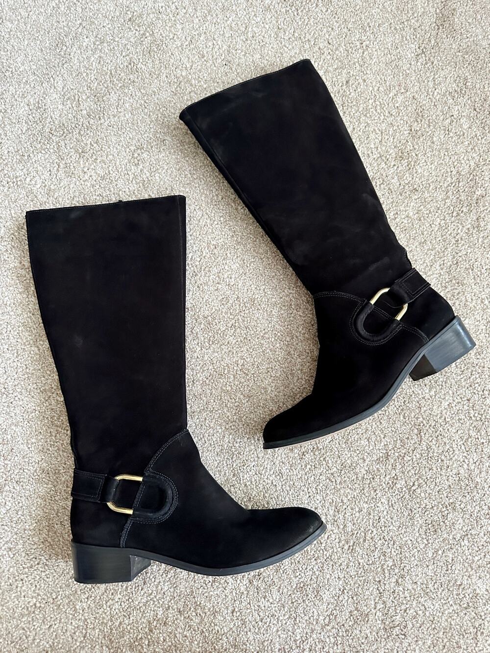 Corso Como Black Suede Knee High Riding Boots Size 8.5